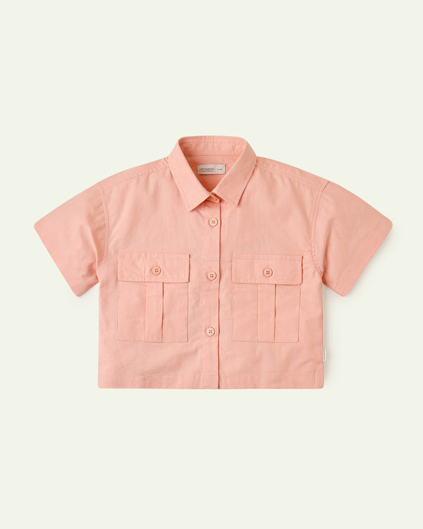 Peach Oversized Boxy Crop Top