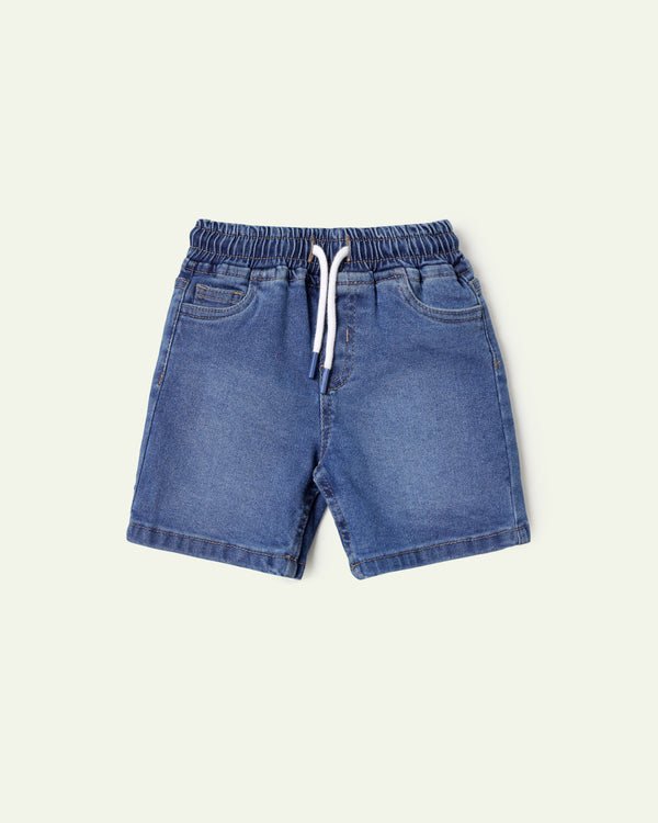 Mid Wash Pull Up Shorts