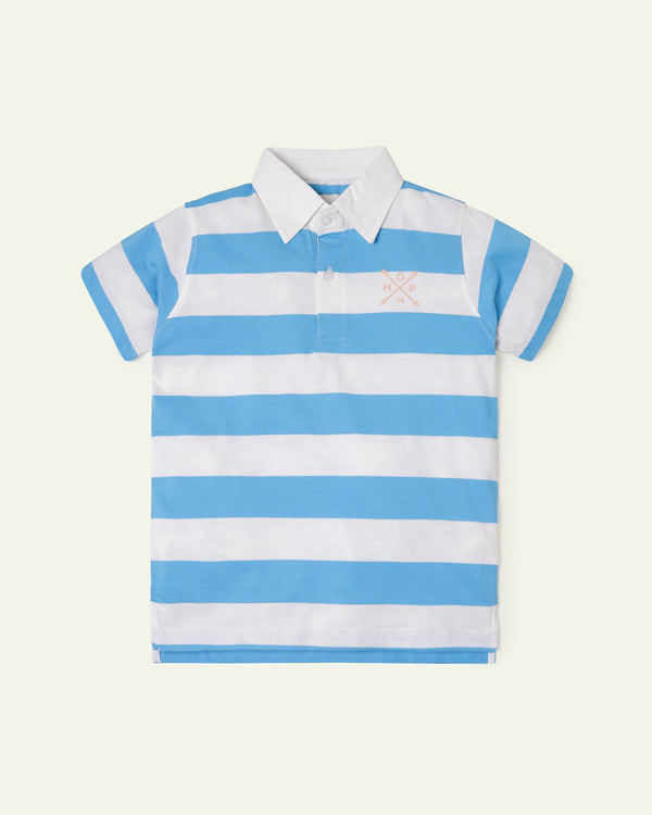 Blue & White Striped Polo