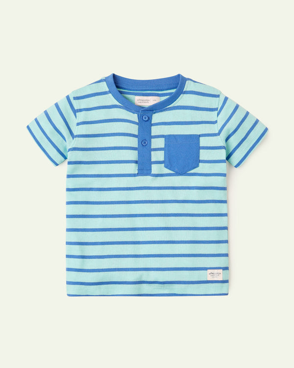 Green & Blue Striped Henley