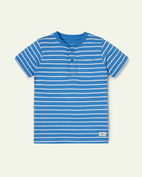 Blue & White Striped Henley