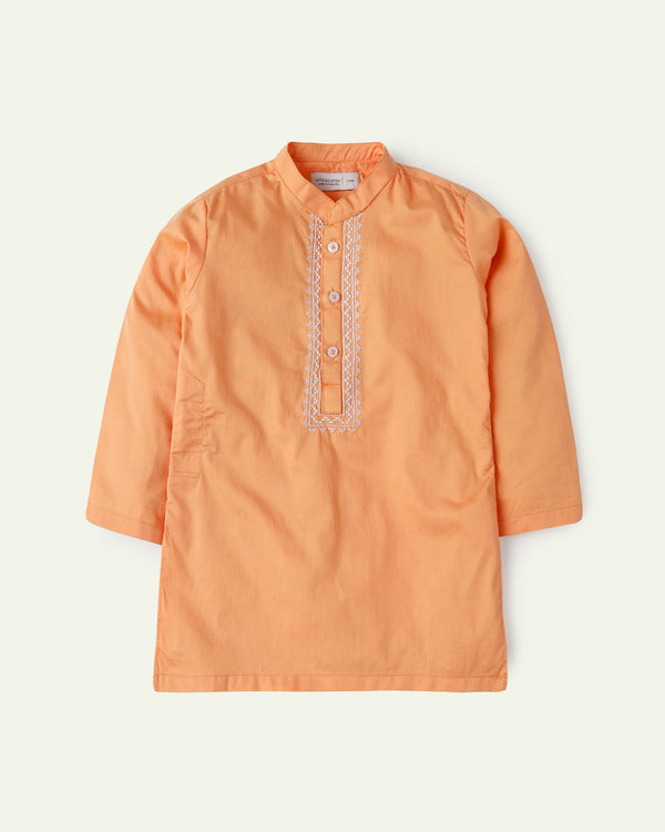 Orange Embroidered Kurta