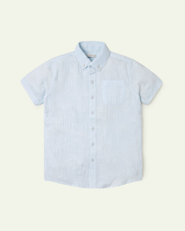 Ice Blue Seersucker Shirt