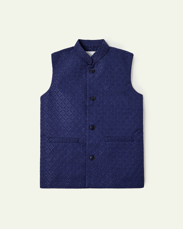 Navy Embroidered Waistcoat