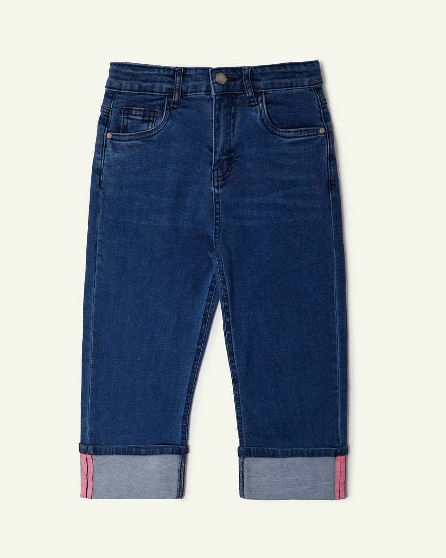 Straight Fit Turn Up Jeans