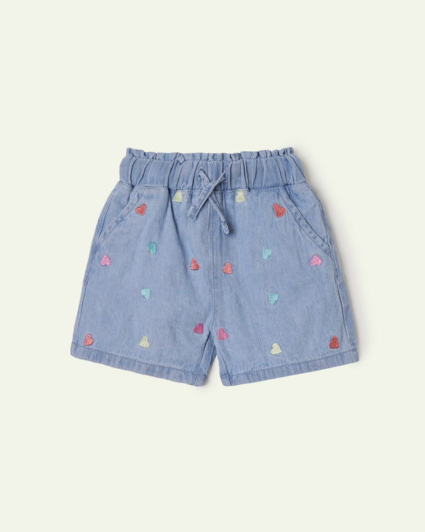 Hearts Embroidered Shorts