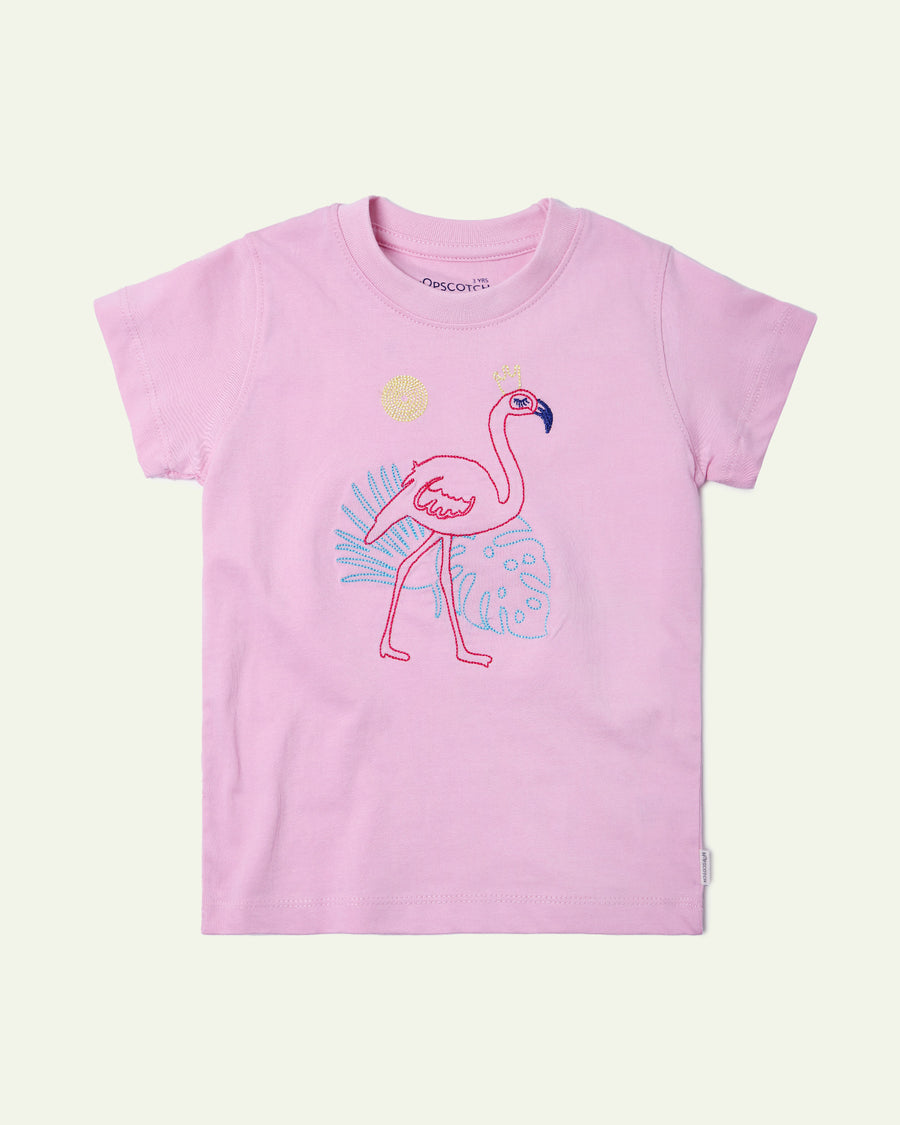 Embroidered Flamingo T-Shirt
