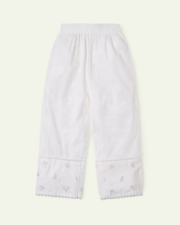 Embroidered White Trousers