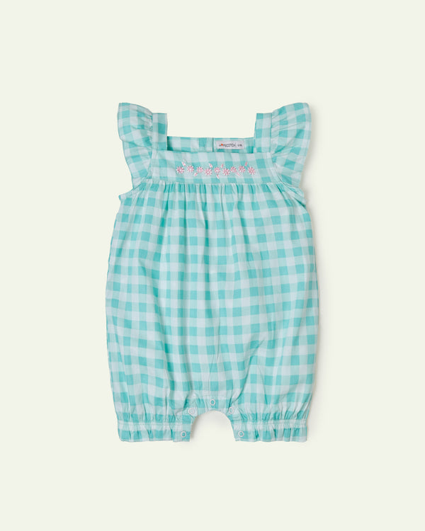 Checkered Embroidered Romper