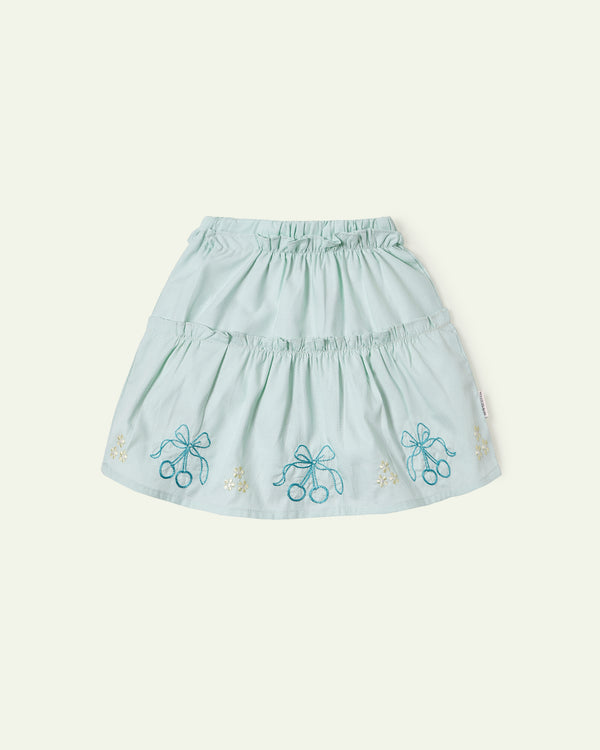 Ice Green Embroidered Skirt