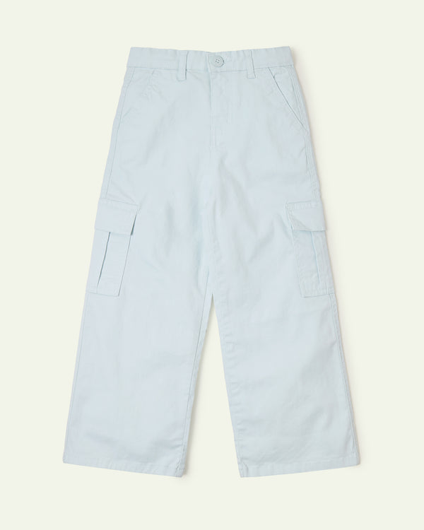Ice Green Wide Leg Cargo Trousers