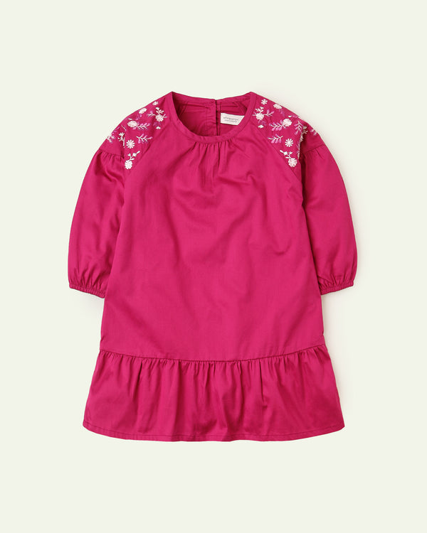 Embroidered Magenta Dress