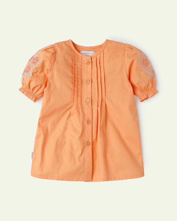 Orange Embroidered Top