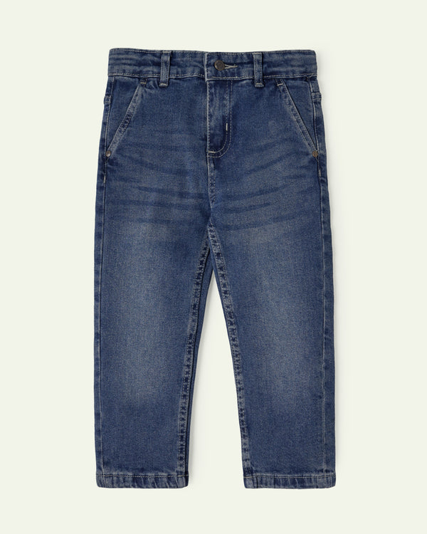 Mid Wash Straight Fit Jeans