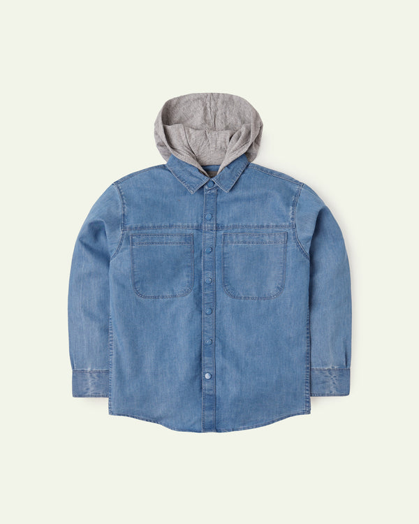 Denim Hooded Shirt