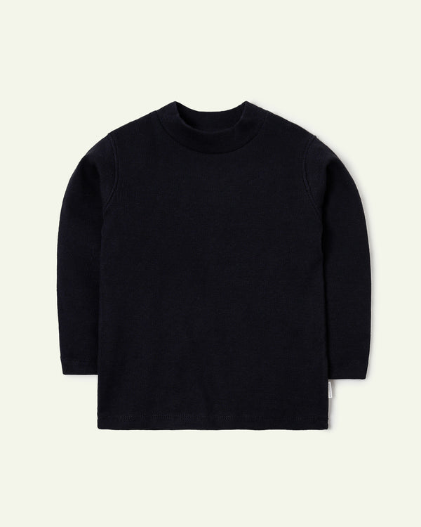 Navy Blue Mock Neck T-Shirt
