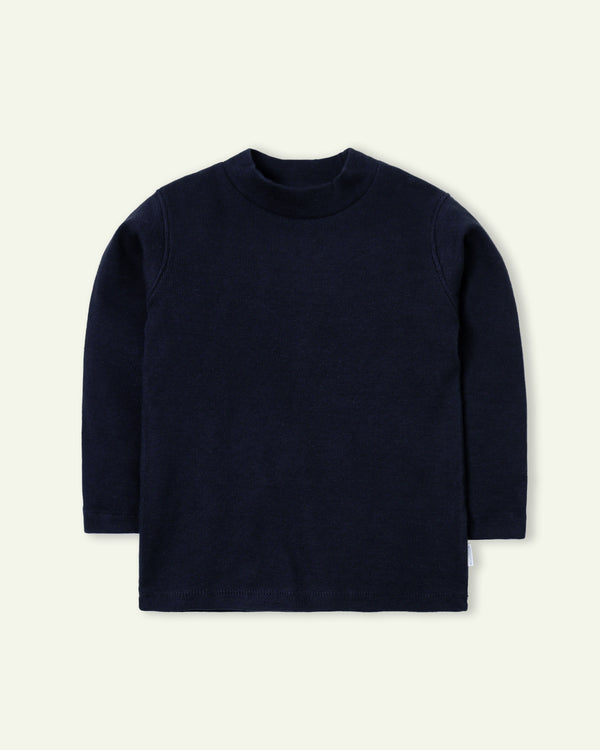 Navy Blue Mock Neck T-Shirt