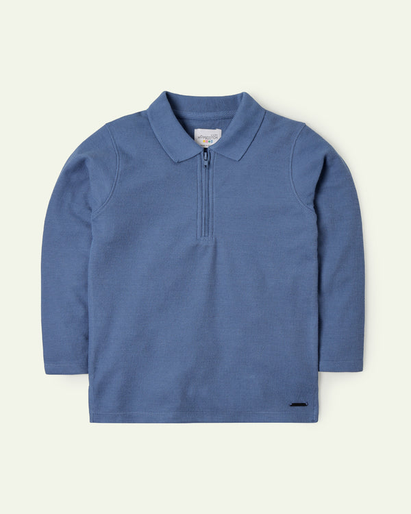 Textured Half Zip Polo