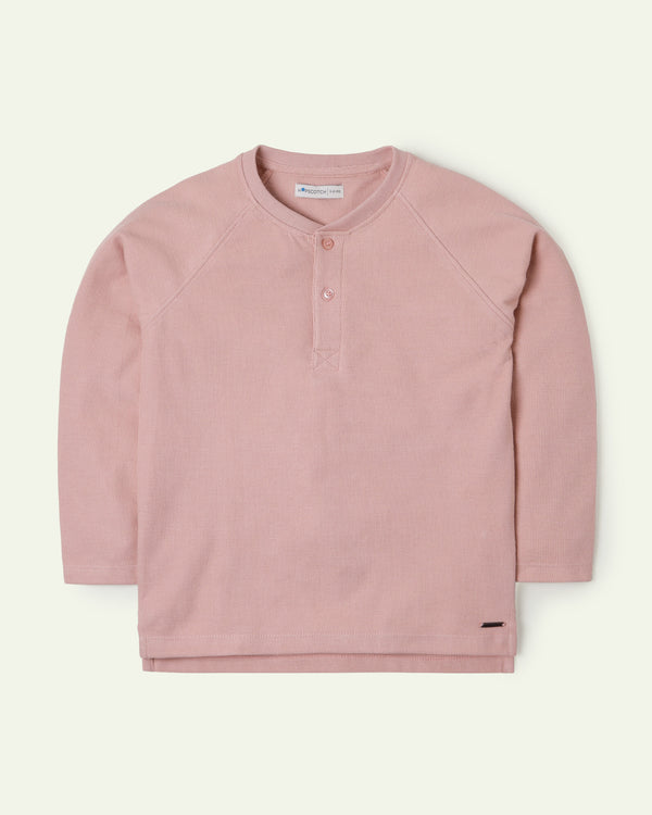 Peach Double Knit Henley T-Shirt