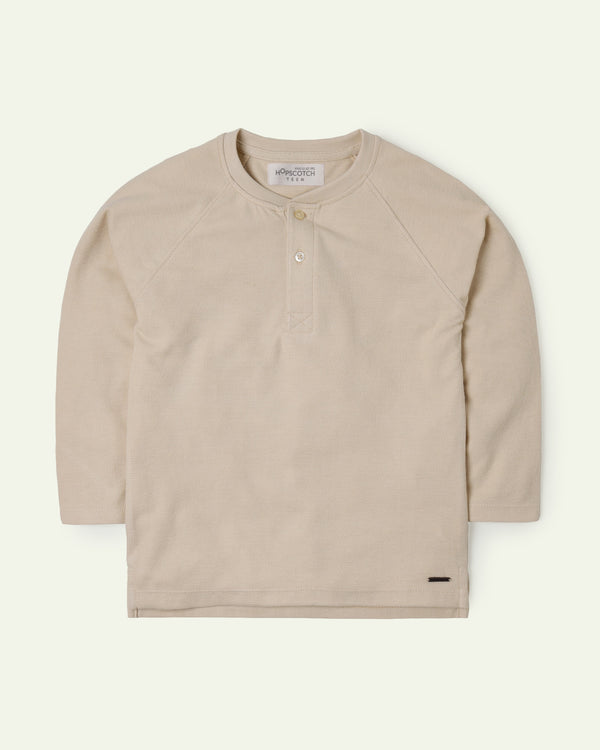 Oversize Beige Double Knit Henley
