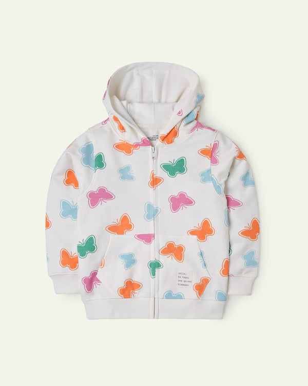 Butterfly Printed Zipper Hoodie