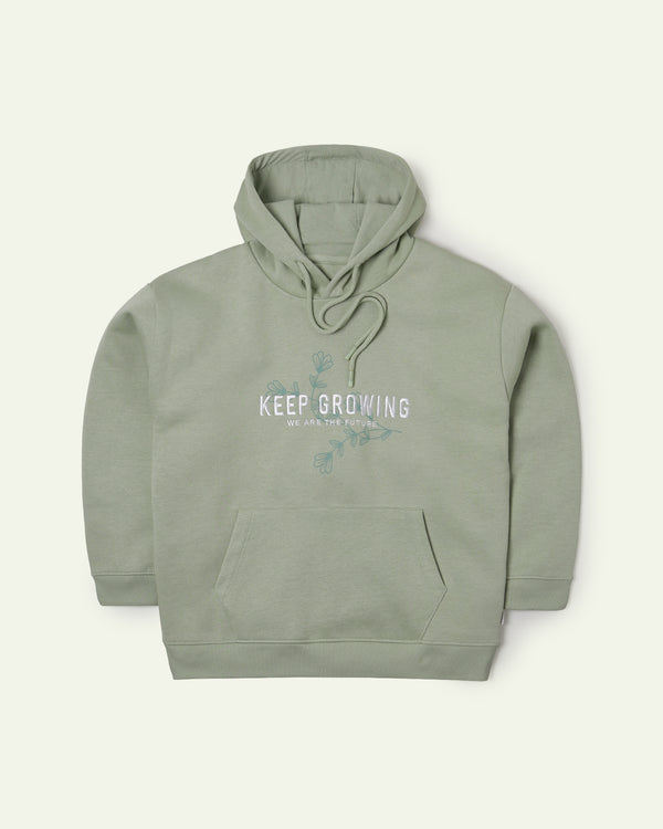 Keep Growing Oversized Embroidered Hoodie