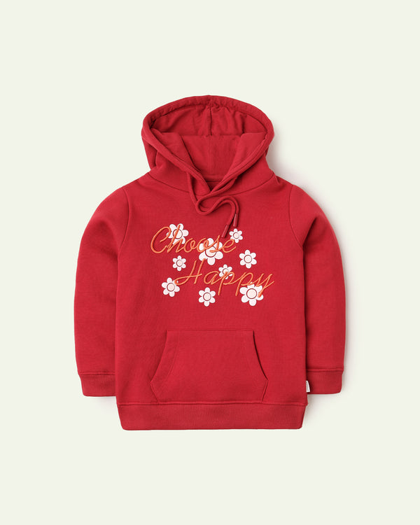 Maroon Embroidered Pullover Hoodie