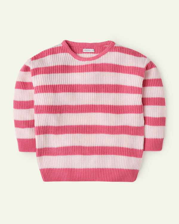 Pink Striped Oversized Sweater