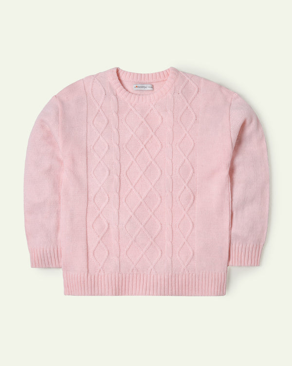Rose Pink Cable Knit Sweater