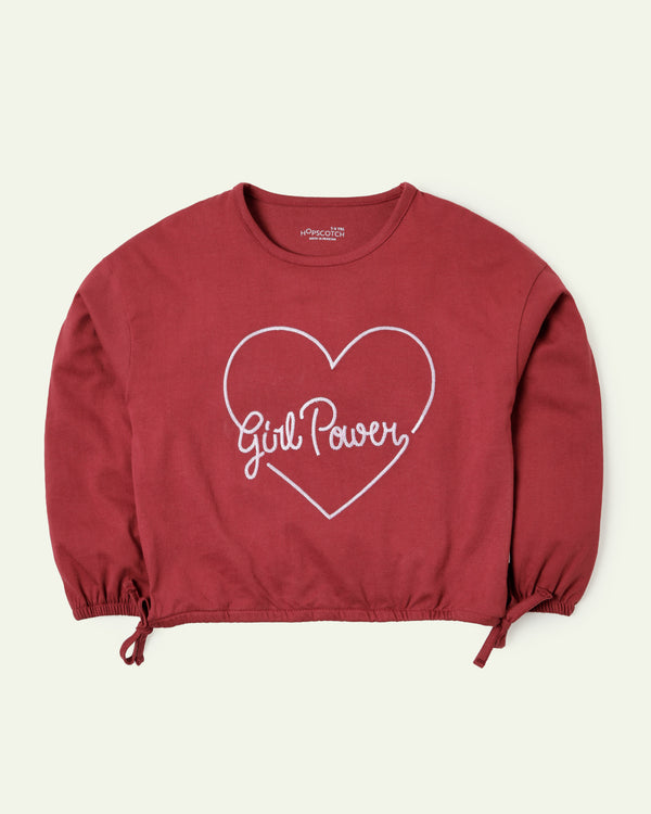 Maroon Embroidered Boxy Crop T-Shirt