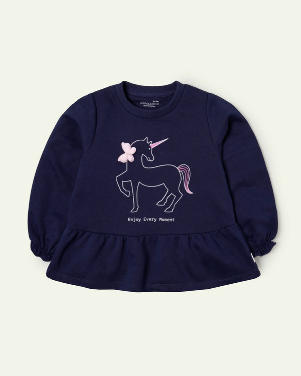 Unicorn Embellished Peplum Top