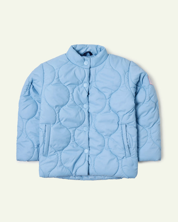 Blue Mock Neck Puffer Jacket