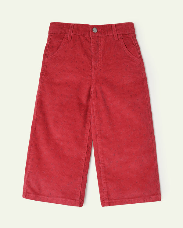 Printed Corduroy Wide Leg Trousers