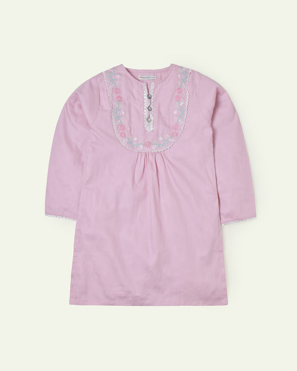Pink Floral Embroidered Tunic