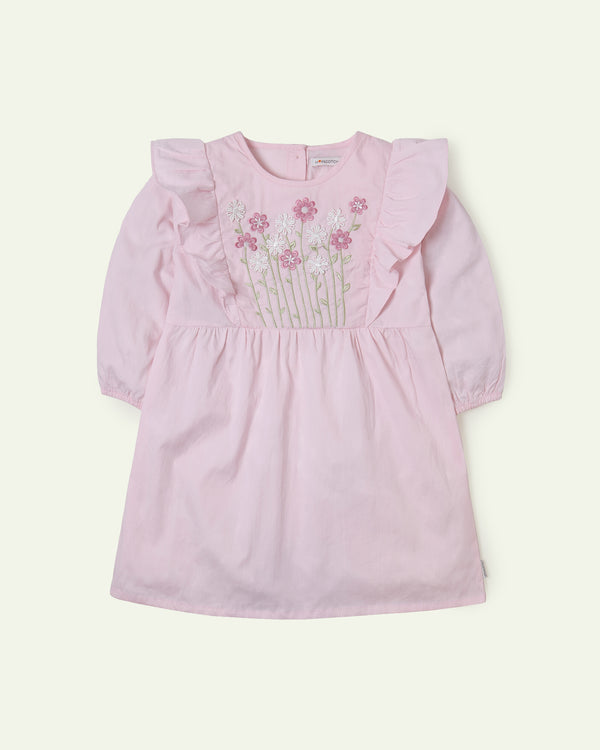 Pink Floral Embroidered Dress