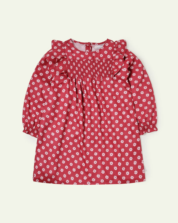 Maroon Floral Smoking Dress