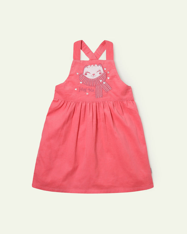 Coral Pink Pinafore Kitty Dress