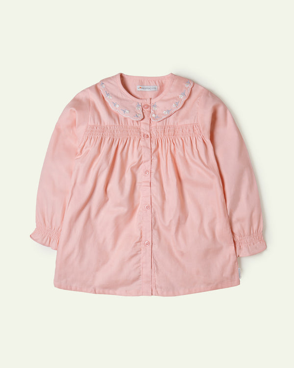Peach Floral Embroidered Top