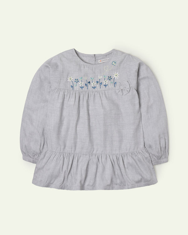 Floral Embroidered Peplum Top