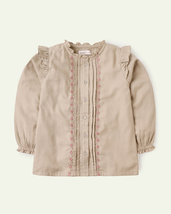 Embroidered Khaki Top