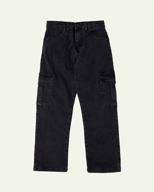 Black Loose Fit Cargo Jeans