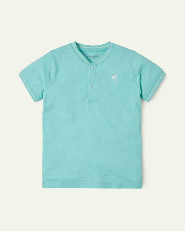 Palm Tree Embroidered Henley